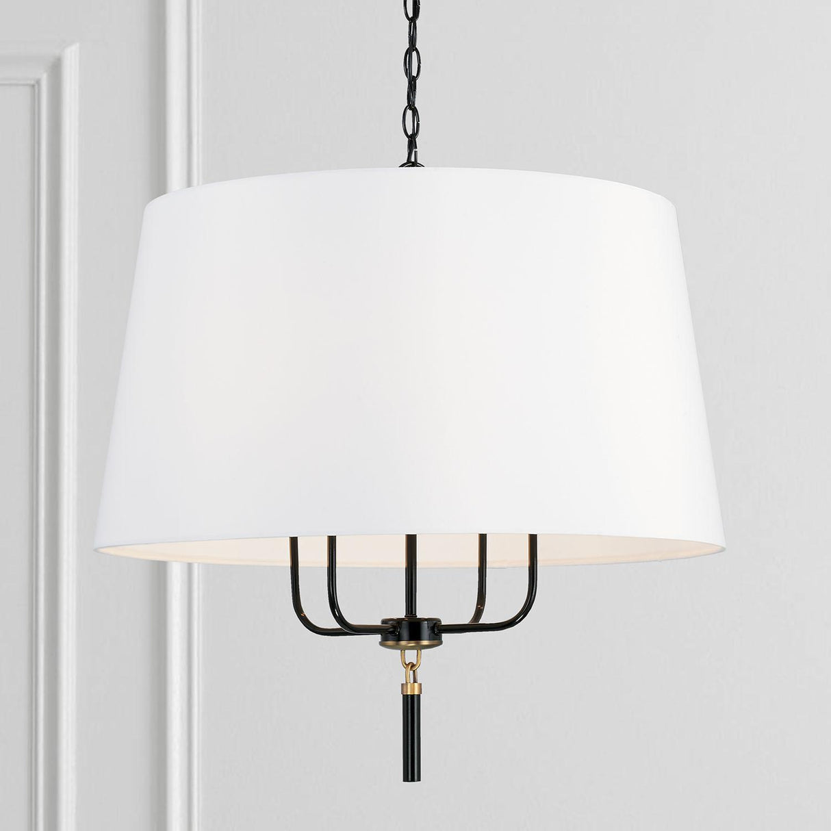 Capital Lighting 341941YA Beckham 4 Light Pendant Glossy Black and Aged Brass