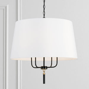Capital Lighting 341941YA Beckham 4 Light Pendant Glossy Black and Aged Brass