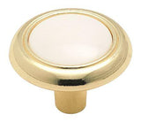 Amerock Cabinet Knob White / Polished Brass 1-1/4 inch (32 mm) Diameter Everyday Heritage 1 Pack Drawer Knob Cabinet Hardware