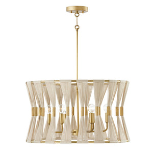 Capital Lighting 341161NP Bianca 6 Light Pendant Bleached Natural Rope and Patinaed Brass