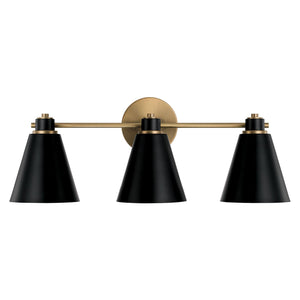Capital Lighting 150131AB Bradley 3 Light Vanity Aged Brass and Black