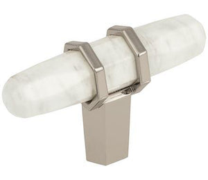 Amerock Cabinet Knob Marble White/Polished Nickel  2-1/2 inch (64 mm) Length Carrione 1 Pack Drawer Knob Cabinet Hardware