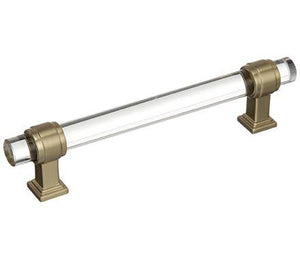 Amerock Cabinet Pull Clear/Golden Champagne 5-1/16 inch (128 mm) Center to Center Glacio 1 Pack Drawer Pull Drawer Handle Cabinet Hardware