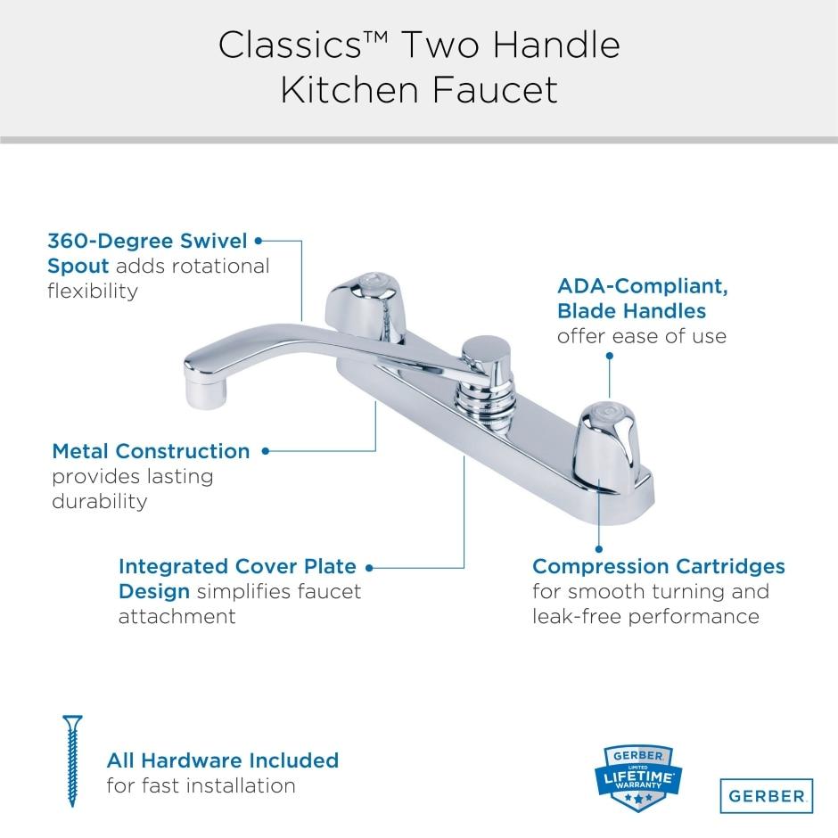 Gerber G0042406 Chrome Classics Two Handle Kitchen Faucet Deck Plate MOUNTED...