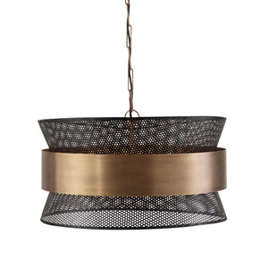 Capital Lighting 330447PK Loren 4 Light Pendant Patinaed Brass and Black