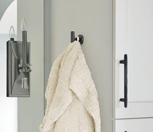 Amerock BH26542MB Matte Black Single Robe Hook 2-1/4 in. (57 mm) Length Towel Holder Arrondi Towel Hook for Bathroom Bathroom Hardware Bath Accessories