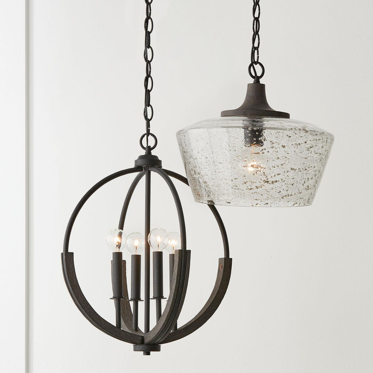 Capital Lighting 347642CK Clive 4 Light Pendant Carbon Grey and Black Iron