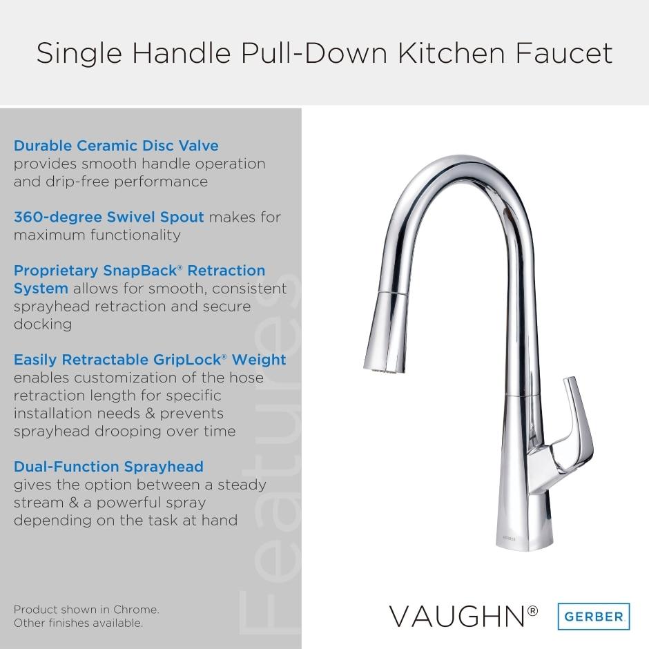 Gerber D454419 Chrome Vaughn Single Handle Pull-down Kitchen Faucet