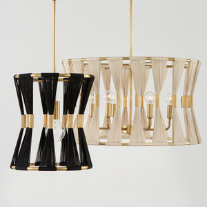 Capital Lighting 341111KP Bianca 1 Light Pendant Black Rope and Patinaed Brass