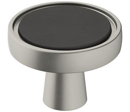 Amerock Cabinet Knob Matte Black/Satin Nickel 1-3/8 inch (35 mm) Diameter Mergence 1 Pack Drawer Knob Cabinet Hardware