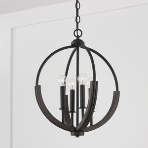 Capital Lighting 347642CK Clive 4 Light Pendant Carbon Grey and Black Iron