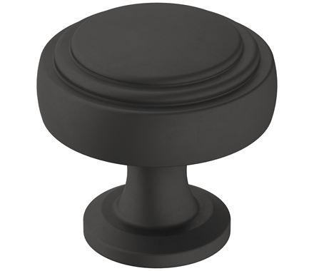 Amerock Cabinet Knob Matte Black 1-1/4 inch (32 mm) Diameter Winsome 1 Pack Drawer Knob Cabinet Hardware