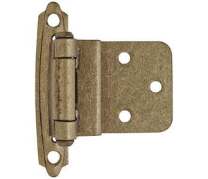 Amerock Cabinet Hinge 3/8 inch (10 mm) Inset Hinge Burnished Brass 2 Pack Self-Closing Hinge Face Mount Hinge Cabinet Door Hinge