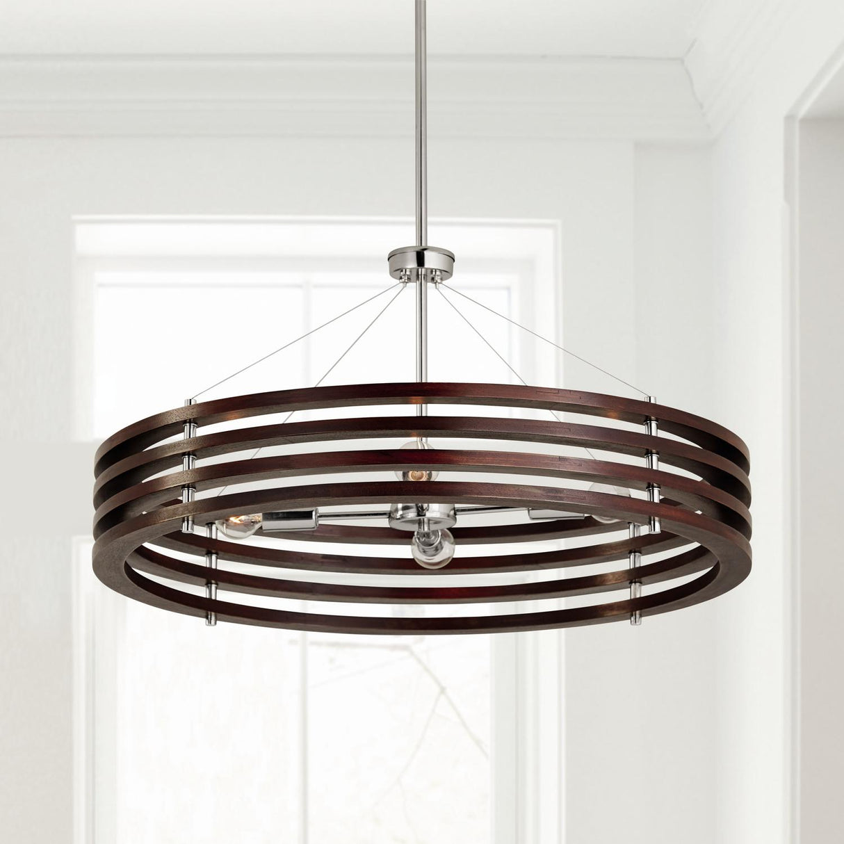 Capital Lighting 439941DN Dalton 4 Light Chandelier Dark Wood and Polished Nickel