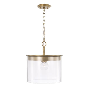 Capital Lighting 246812AD Mason 1 Light Semi-Flush Aged Brass