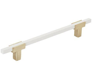 Amerock Cabinet Pull Brushed Gold/White 6-5/16 inch (160 mm) Center to Center Urbanite 1 Pack Drawer Pull Drawer Handle Cabinet Hardware
