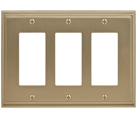 Amerock Wall Plate Golden Champagne 3 Rocker Switch Plate Cover Mulholland 1 Pack Decora Wall Plate Light Switch Cover