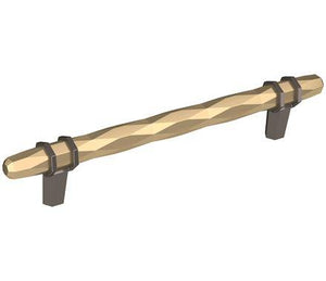 Amerock Cabinet Pull Golden Champagne/Black Chrome 6-5/16 inch (160 mm) Center-to-Center London 1 Pack Drawer Pull Drawer Handle Cabinet Hardware