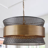 Capital Lighting 330447PK Loren 4 Light Pendant Patinaed Brass and Black