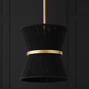 Capital Lighting 341211KP Cecilia 1 Light Pendant Black Rope and Patinaed Brass