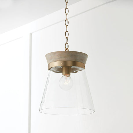 Capital Lighting 347311WS Finn 1 Light Pendant White Wash and Matte Brass