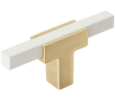 Amerock BP67BGLWHT Kitchen Cabinet Door or Drawer Knob Brushed Gold/White 2-3/4 (70 mm) Length Urbanite 1 Pack Furniture Hardware Bathroom Cabinet Hardware