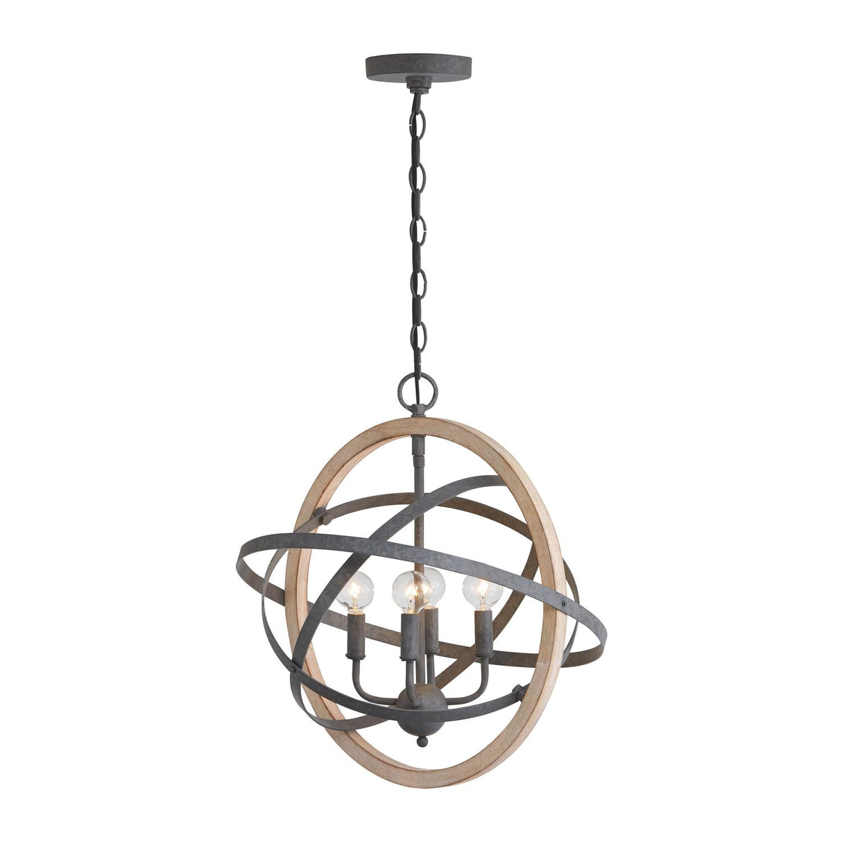 Capital Lighting 330544IW Bluffton 4 Light Pendant Iron and Wood