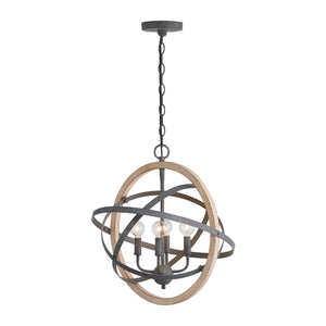 Capital Lighting 330544IW Bluffton 4 Light Pendant Iron and Wood