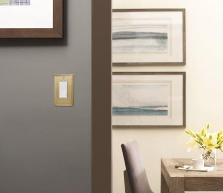 Amerock Wall Plate Golden Champagne 1 Rocker Switch Plate Cover Mulholland 1 Pack Decora Wall Plate Light Switch Cover
