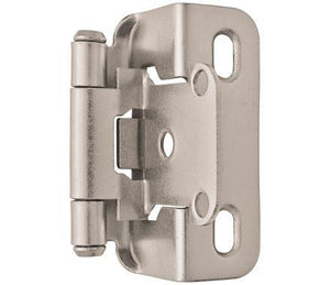 Amerock Cabinet Hinge 1/2 inch (13 mm) Overlay Hinge Satin Nickel 2 Pack Self-Closing Hinge Partial Wrap Hinge Cabinet Door Hinge