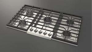 36" Sofia Gas Cooktop, 5 Brass Burners