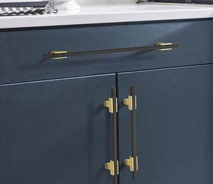 Amerock Cabinet Pull Brushed Gold/Matte Black 5-1/16 inch (128 mm) Center to Center Urbanite 1 Pack Drawer Pull Drawer Handle Cabinet Hardware