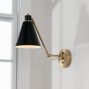 Capital Lighting 650111AB Bradley 1 Light Sconce Aged Brass and Black