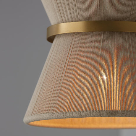 Capital Lighting 341211NP Cecilia 1 Light Pendant Bleached Natural Rope and Patinaed Brass