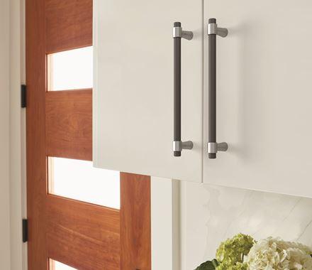 Amerock Cabinet Pull Polished Chrome/Matte Black 6-5/16 inch (160 mm) Center-to-Center Mergence 1 Pack Drawer Pull Cabinet Handle Cabinet Hardware