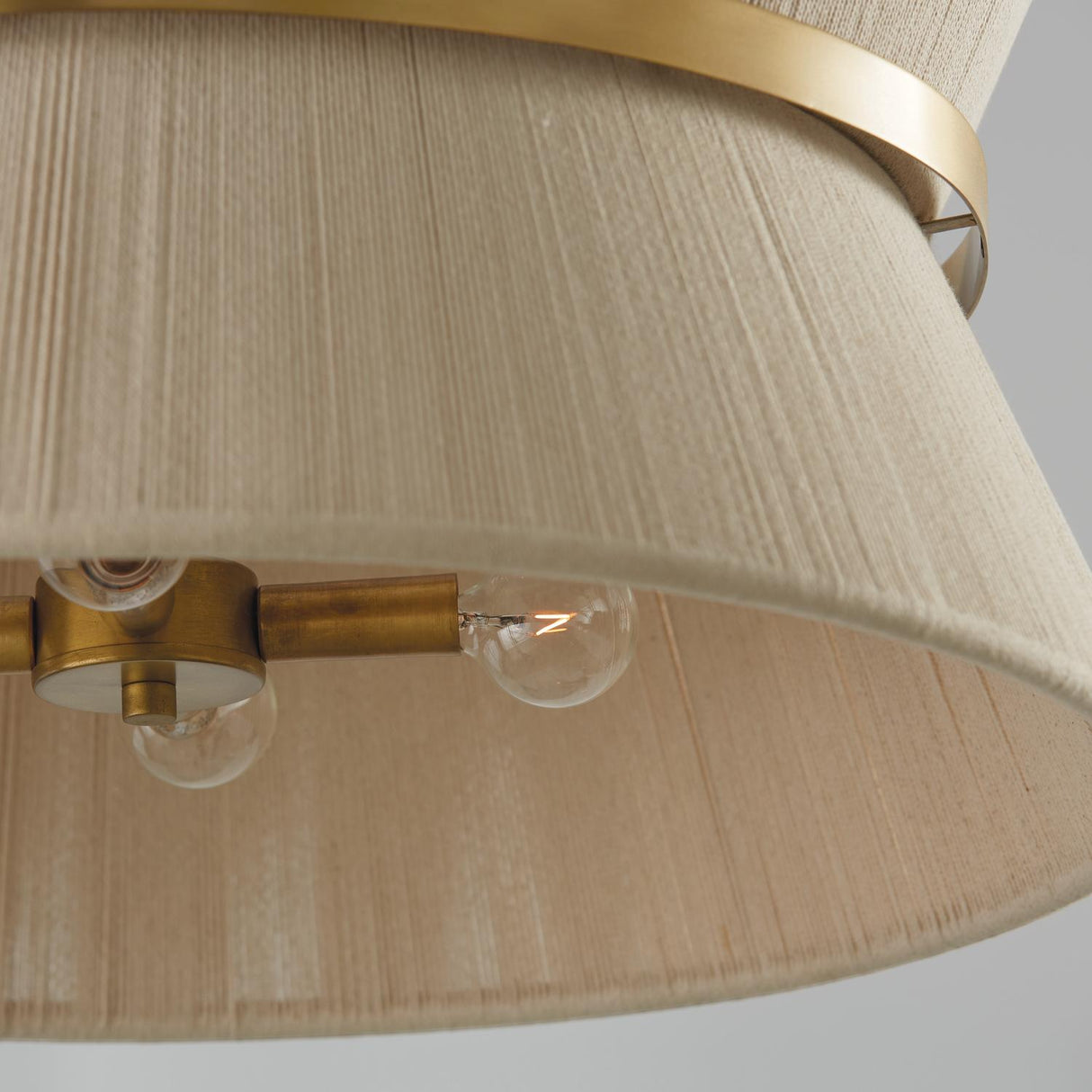 Capital Lighting 341281NP Cecilia 8 Light Pendant Bleached Natural Rope and Patinaed Brass