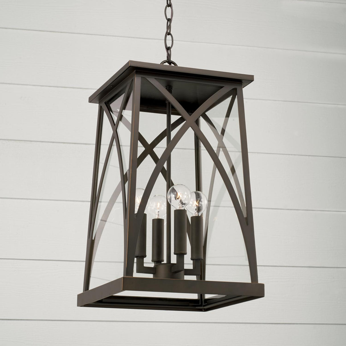 Capital Lighting 946542OZ Marshall 4 Light Outdoor Hanging Lantern Oiled Bronze