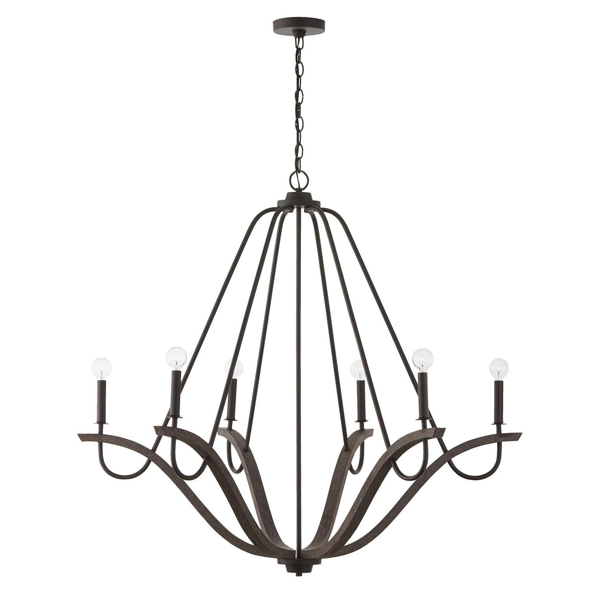 Capital Lighting 447662CK Clive 6 Light Chandelier Carbon Grey and Black Iron