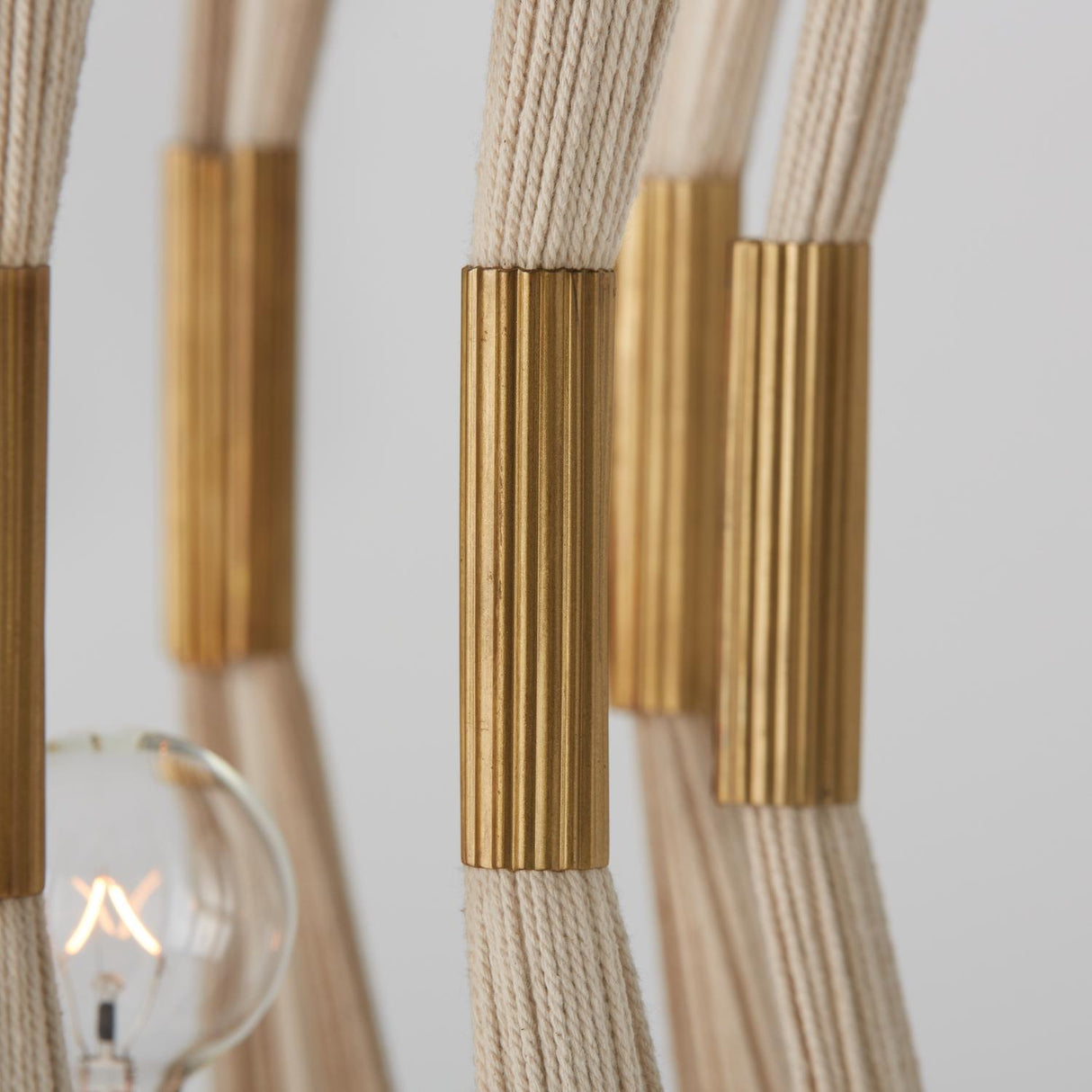 Capital Lighting 541141NP Bianca 4 Light Foyer Bleached Natural Rope and Patinaed Brass