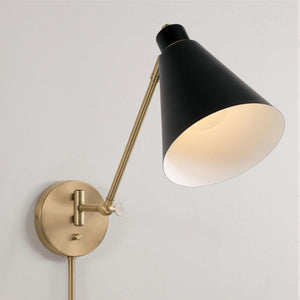 Capital Lighting 650111AB Bradley 1 Light Sconce Aged Brass and Black