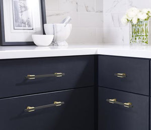 Amerock BP67BGLMB Kitchen Cabinet Door or Drawer Knob Brushed Gold/Matte Black 2-3/4 inch (70 mm) Length Urbanite 1 Pack Furniture Hardware Bathroom Cabinet Hardware