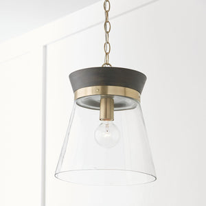 Capital Lighting 347311KR Finn 1 Light Pendant Black Stain and Matte Brass