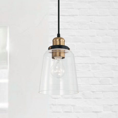 Capital Lighting 3718AB-135 Fallon 1 Light Pendant Aged Brass and Black