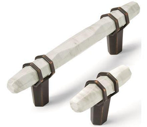 Amerock Cabinet Knob Marble White/Oil-Rubbed Bronze  2-1/2 inch (64 mm) Length Carrione 1 Pack Drawer Knob Cabinet Hardware