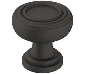 Amerock Cabinet Knob Matte Black 1-1/8 inch (29 mm) Diameter Ville 1 Pack Drawer Knob Cabinet Hardware