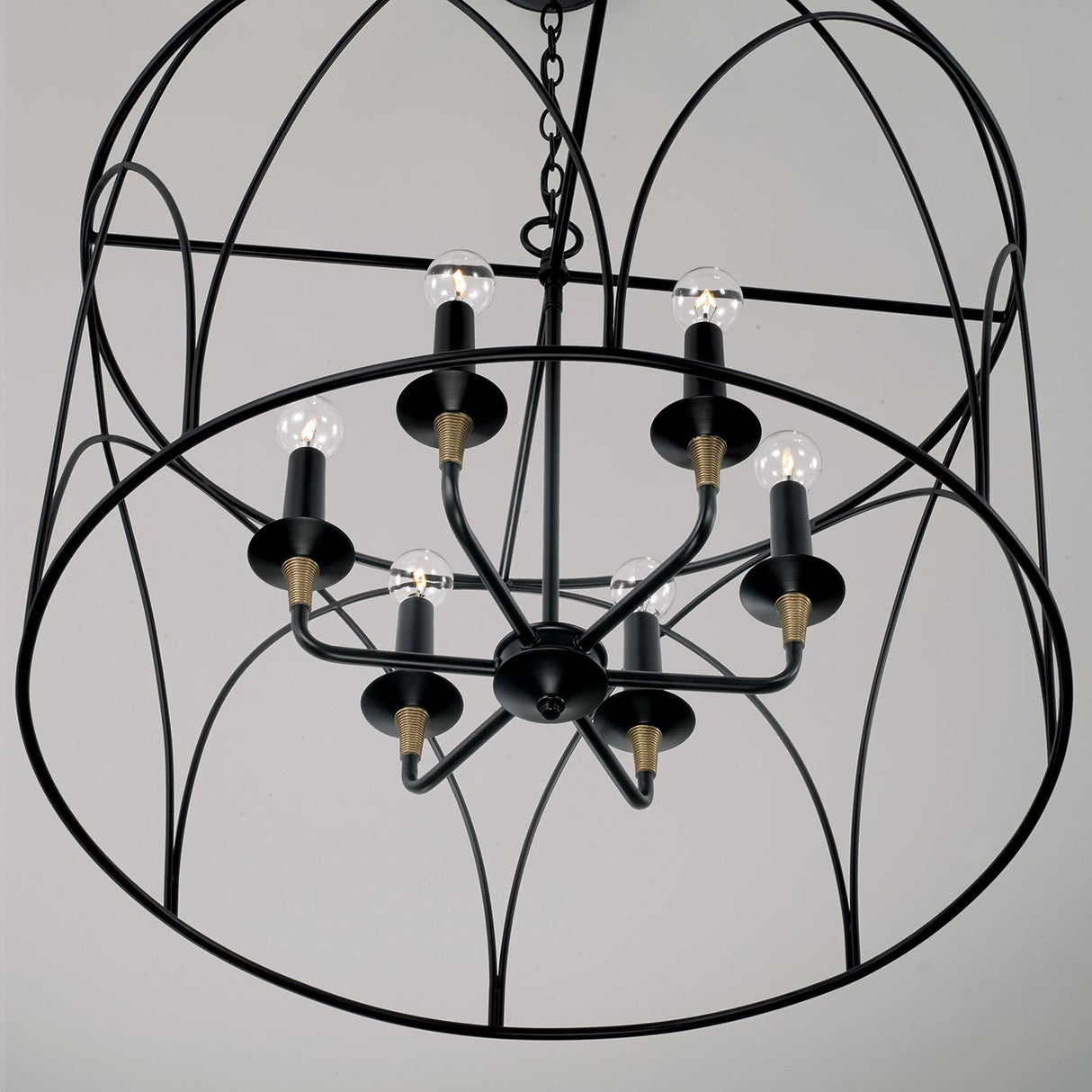 Capital Lighting 345661KB Amara 6 Light Pendant Matte Black with Brass