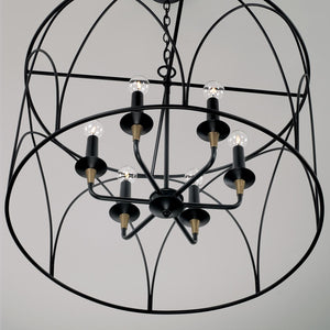 Capital Lighting 345661KB Amara 6 Light Pendant Matte Black with Brass
