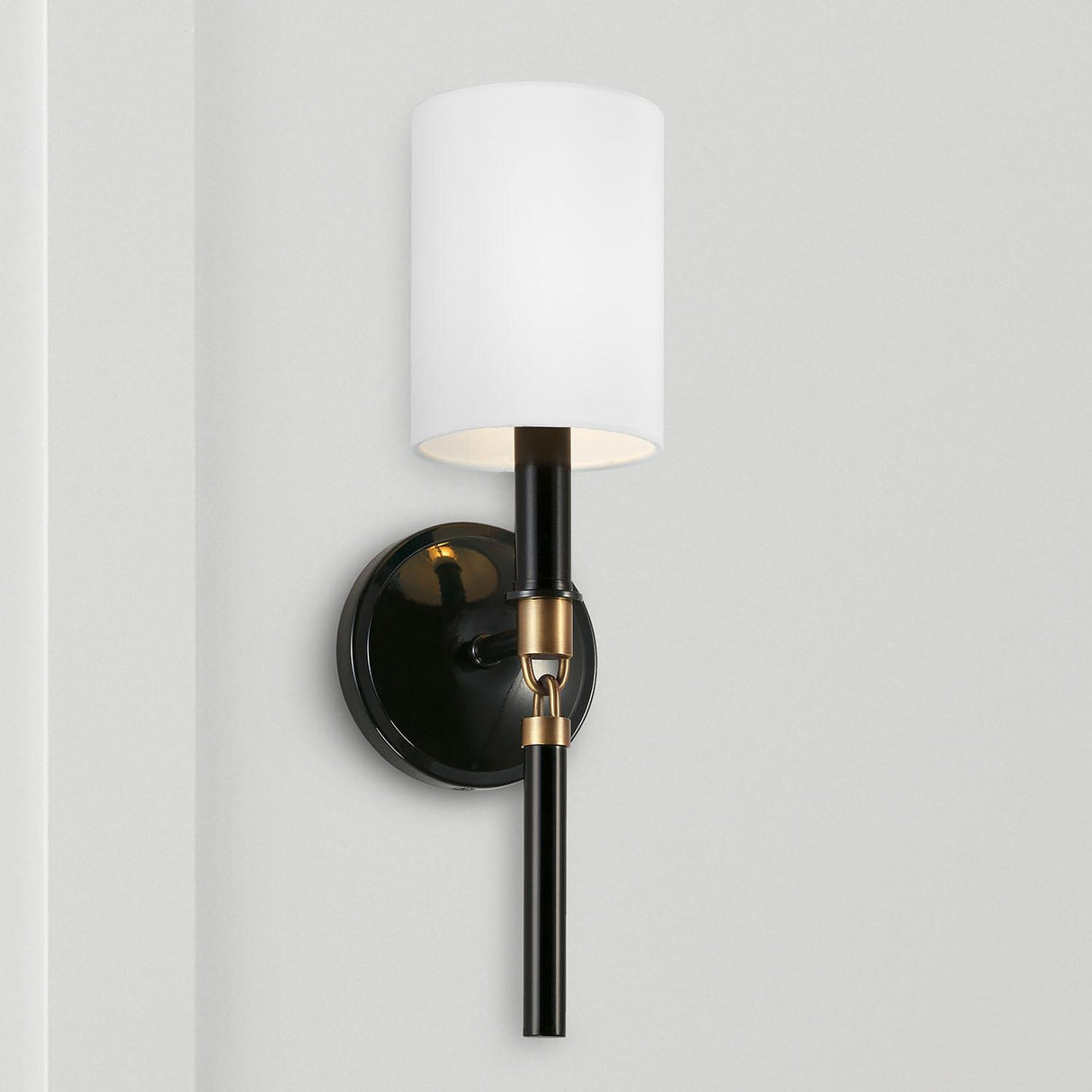 Capital Lighting 641911YA-700 Beckham 1 Light Sconce Glossy Black and Aged Brass