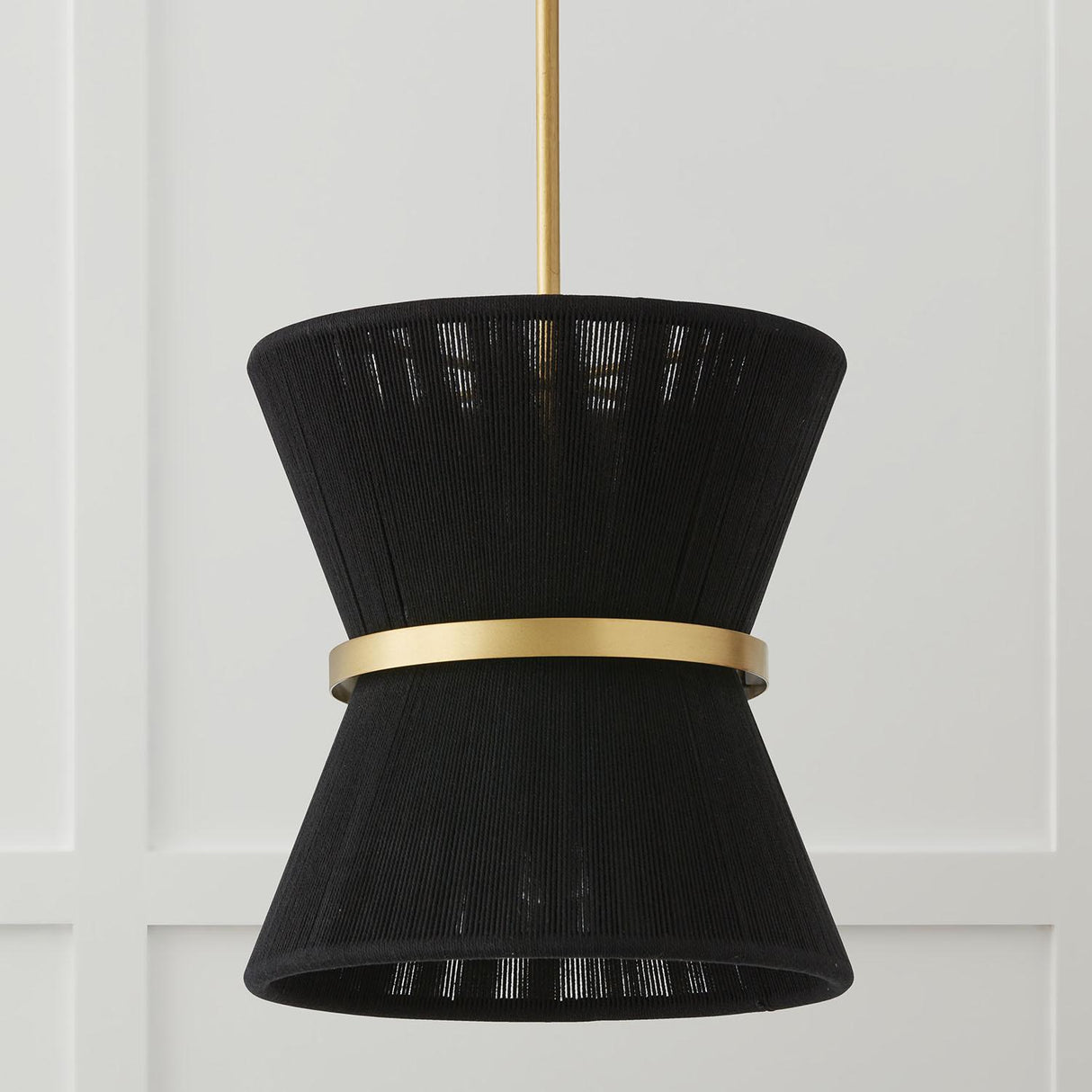 Capital Lighting 341211KP Cecilia 1 Light Pendant Black Rope and Patinaed Brass