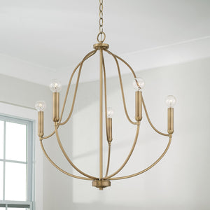 Capital Lighting 447051AD Madison 5 Light Chandelier Aged Brass